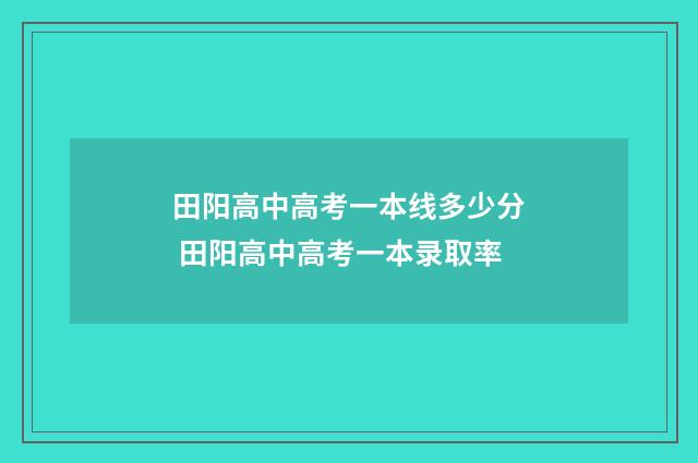 田阳高中高考一本线多少分 田阳高中高考一本录取率