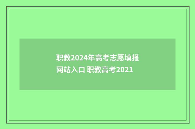 职教2024年高考志愿填报网站入口 职教高考2021