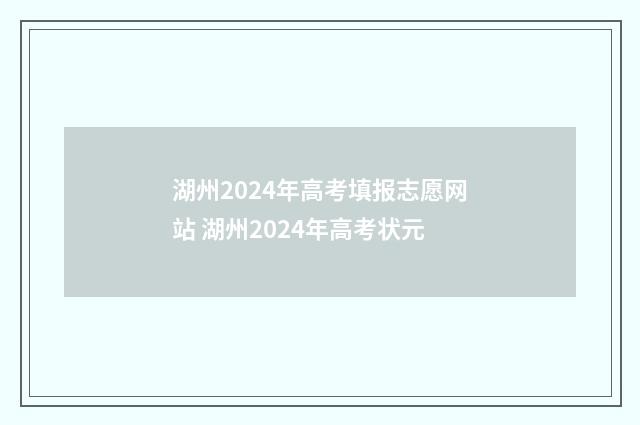 湖州2024年高考填报志愿网站 湖州2024年高考状元