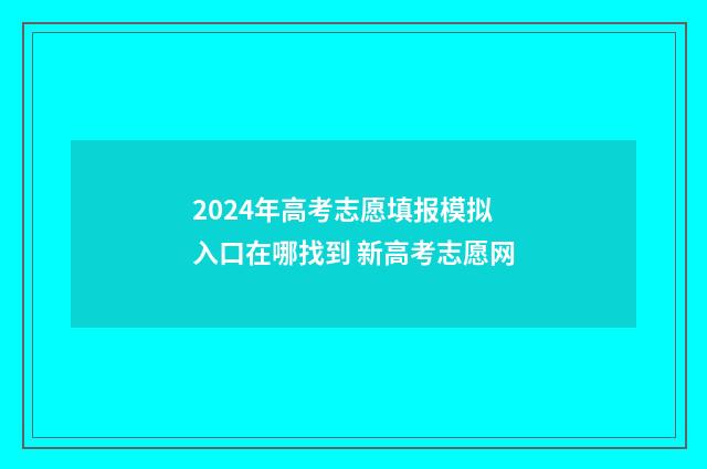 2024年高考志愿填报模拟入口在哪找到 新高考志愿网