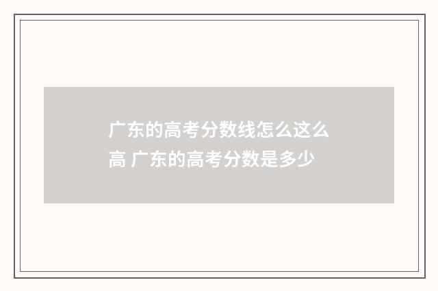 广东的高考分数线怎么这么高 广东的高考分数是多少