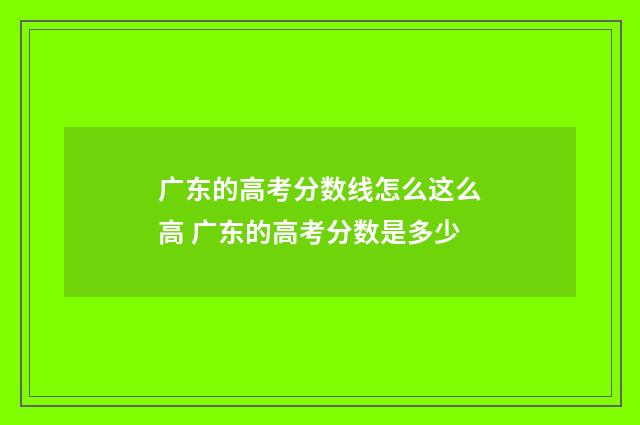 广东的高考分数线怎么这么高 广东的高考分数是多少