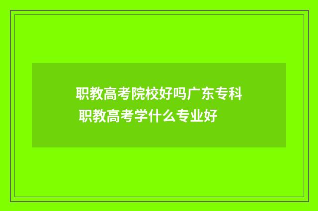 职教高考院校好吗广东专科 职教高考学什么专业好
