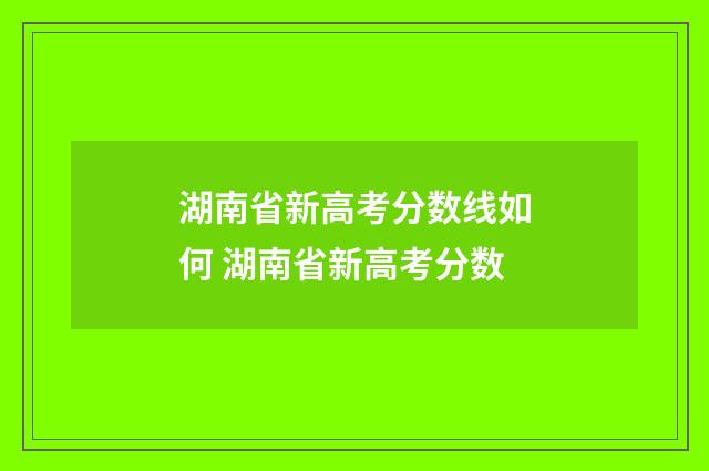 湖南省新高考分数线如何 湖南省新高考分数