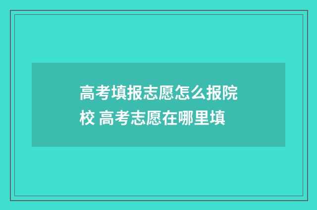 高考填报志愿怎么报院校 高考志愿在哪里填