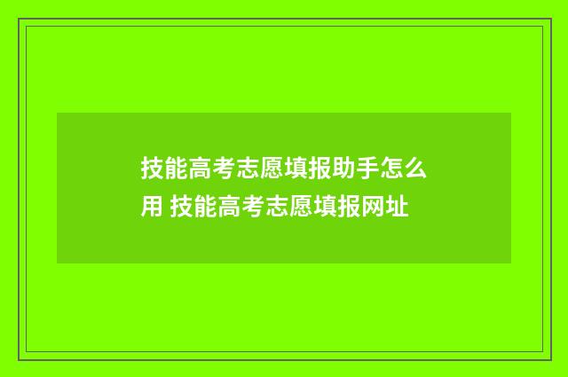 技能高考志愿填报助手怎么用 技能高考志愿填报网址