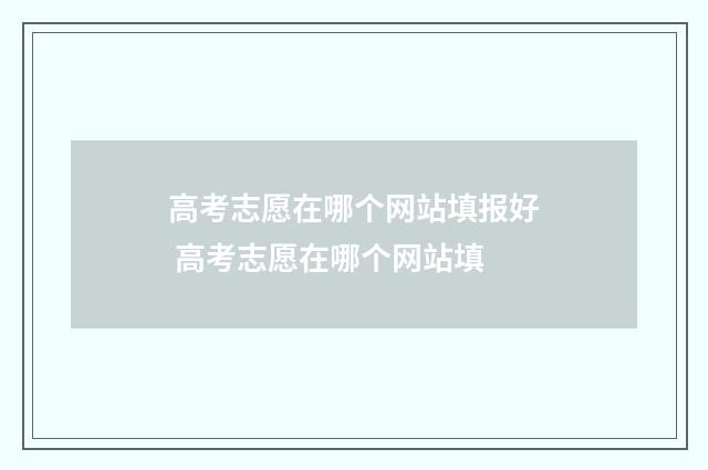 高考志愿在哪个网站填报好 高考志愿在哪个网站填