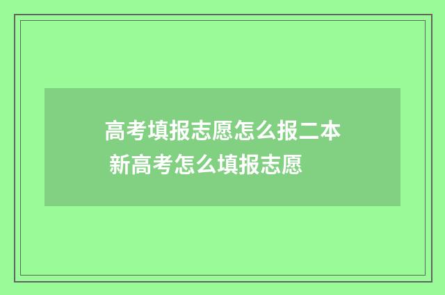 高考填报志愿怎么报二本 新高考怎么填报志愿