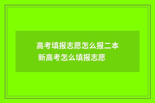 高考填报志愿怎么报二本 新高考怎么填报志愿