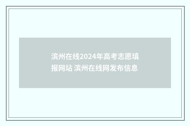 滨州在线2024年高考志愿填报网站 滨州在线网发布信息