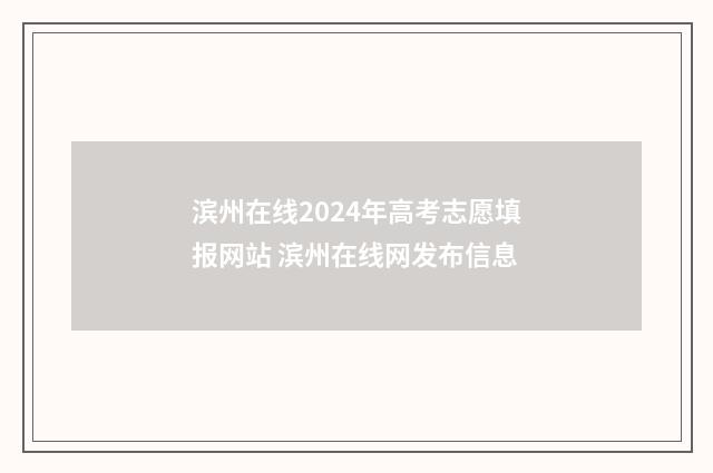 滨州在线2024年高考志愿填报网站 滨州在线网发布信息