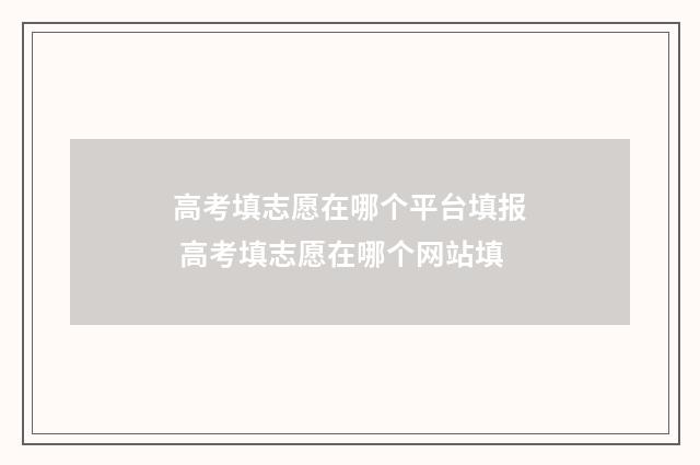 高考填志愿在哪个平台填报 高考填志愿在哪个网站填