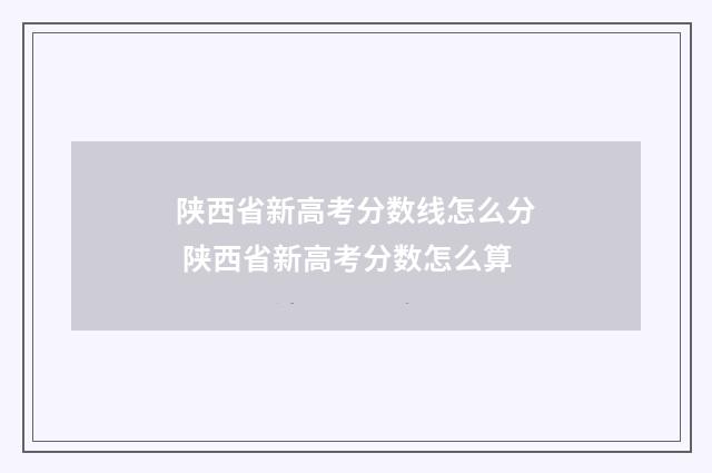 陕西省新高考分数线怎么分 陕西省新高考分数怎么算