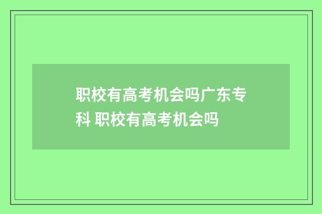 职校有高考机会吗广东专科 职校有高考机会吗