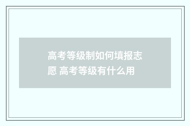 高考等级制如何填报志愿 高考等级有什么用