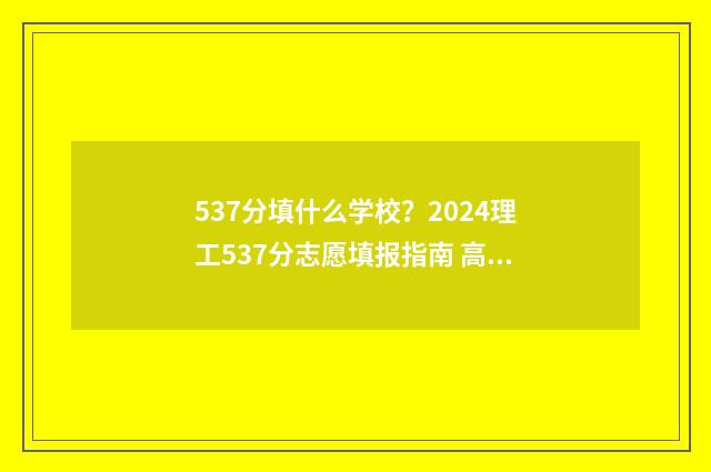 537分填什么学校？2024理工537分志愿填报指南 高考分数线537分能上哪所大学
