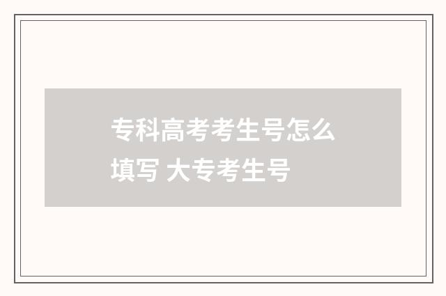 专科高考考生号怎么填写 大专考生号