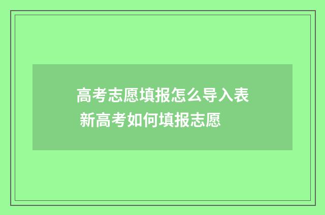高考志愿填报怎么导入表 新高考如何填报志愿