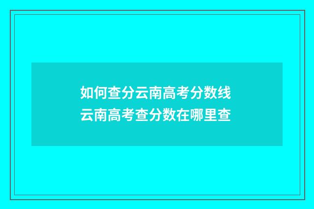 如何查分云南高考分数线 云南高考查分数在哪里查