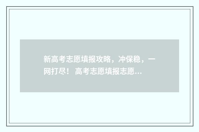 新高考志愿填报攻略，冲保稳，一网打尽！ 高考志愿填报志愿表