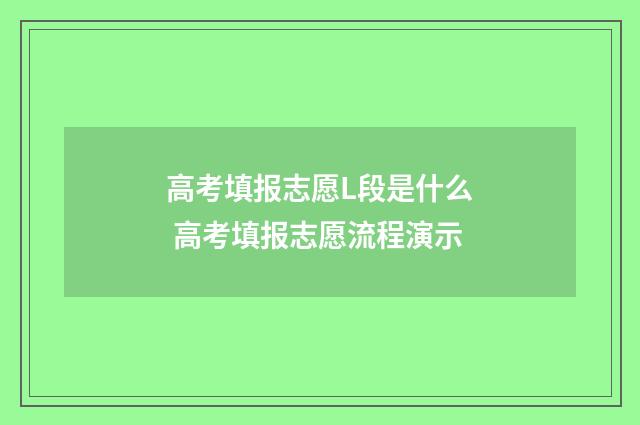 高考填报志愿L段是什么 高考填报志愿流程演示