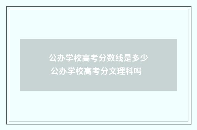 公办学校高考分数线是多少 公办学校高考分文理科吗