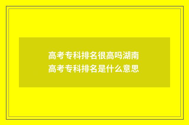 高考专科排名很高吗湖南 高考专科排名是什么意思