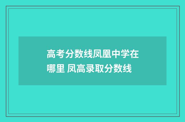 高考分数线凤凰中学在哪里 凤高录取分数线