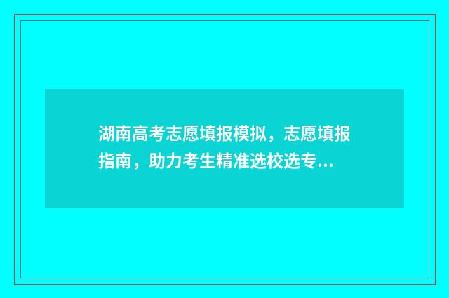湖南高考志愿填报模拟，志愿填报指南，助力考生精准选校选专业 湖南高考志愿填报表