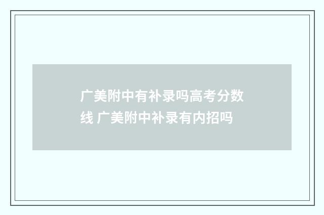 广美附中有补录吗高考分数线 广美附中补录有内招吗