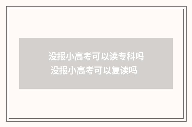 没报小高考可以读专科吗 没报小高考可以复读吗