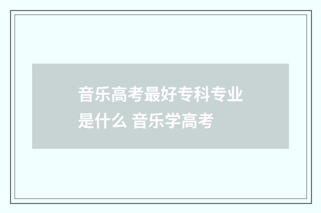 音乐高考最好专科专业是什么 音乐学高考