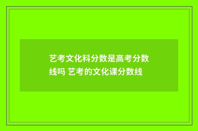 艺考文化科分数是高考分数线吗 艺考的文化课分数线