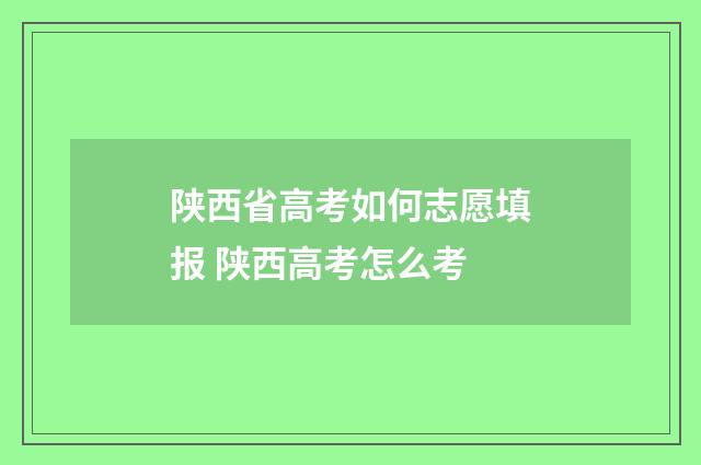 陕西省高考如何志愿填报 陕西高考怎么考