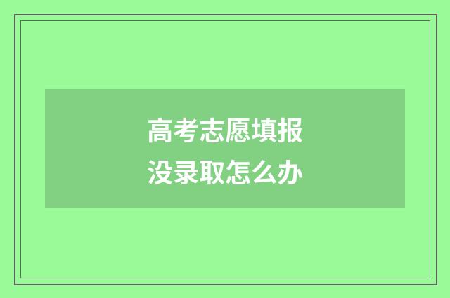 高考志愿填报没录取怎么办
