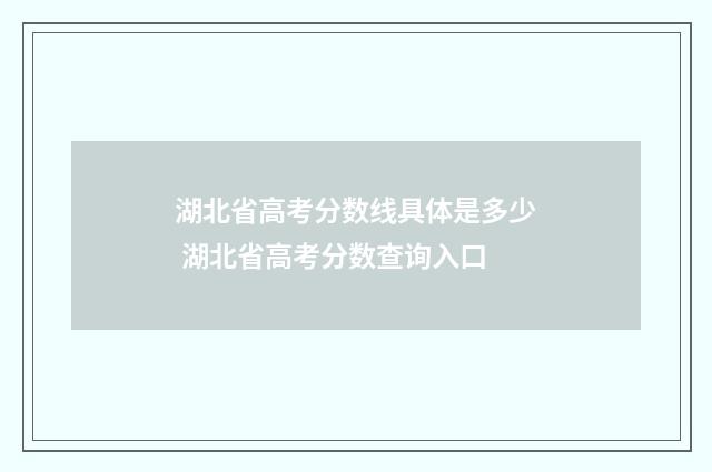 湖北省高考分数线具体是多少 湖北省高考分数查询入口