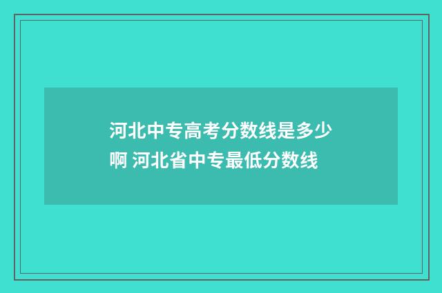 河北中专高考分数线是多少啊 河北省中专最低分数线