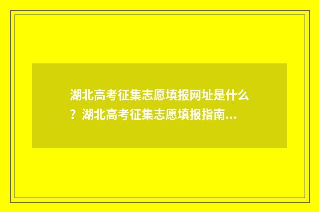 湖北高考征集志愿填报网址是什么？湖北高考征集志愿填报指南 湖北高考征集志愿查询时间