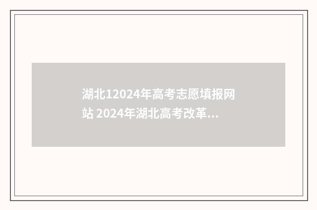 湖北12024年高考志愿填报网站 2024年湖北高考改革政策