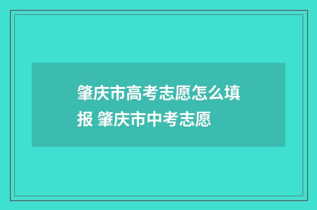肇庆市高考志愿怎么填报 肇庆市中考志愿