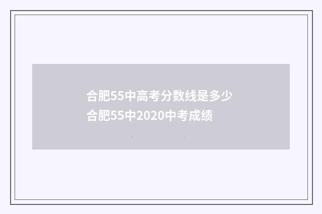 合肥55中高考分数线是多少 合肥55中2020中考成绩