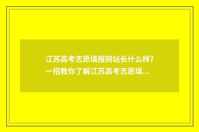 江苏高考志愿填报网站长什么样？一招教你了解江苏高考志愿填报指南 江苏高考志愿填报填多少个