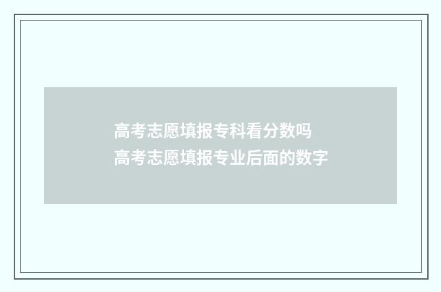 高考志愿填报专科看分数吗 高考志愿填报专业后面的数字
