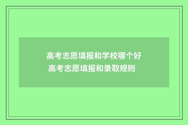 高考志愿填报和学校哪个好 高考志愿填报和录取规则
