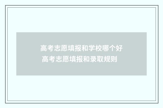 高考志愿填报和学校哪个好 高考志愿填报和录取规则