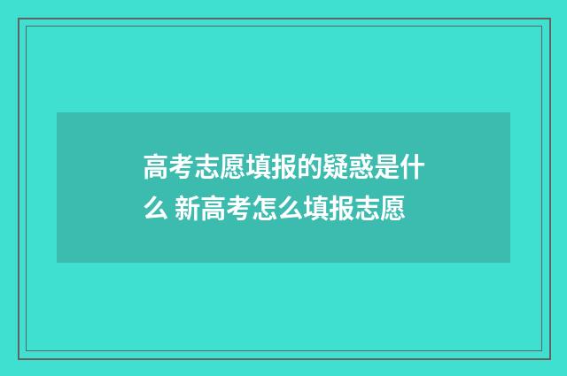 高考志愿填报的疑惑是什么 新高考怎么填报志愿