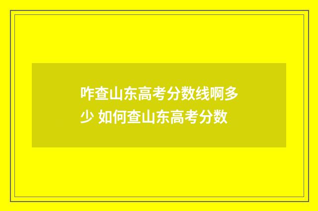 咋查山东高考分数线啊多少 如何查山东高考分数
