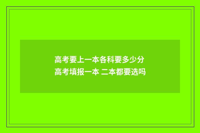 高考要上一本各科要多少分 高考填报一本 二本都要选吗