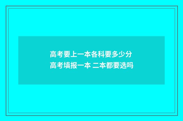 高考要上一本各科要多少分 高考填报一本 二本都要选吗