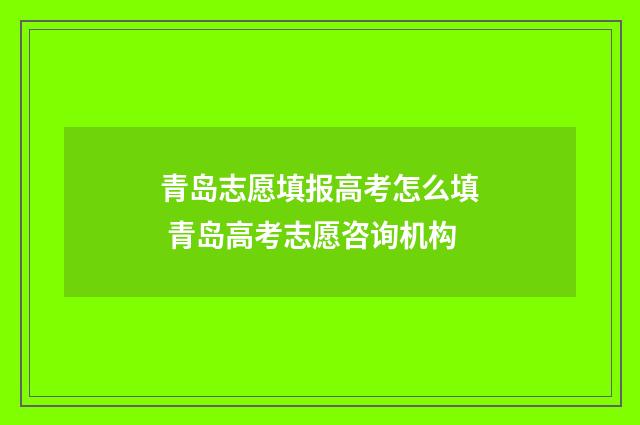 青岛志愿填报高考怎么填 青岛高考志愿咨询机构